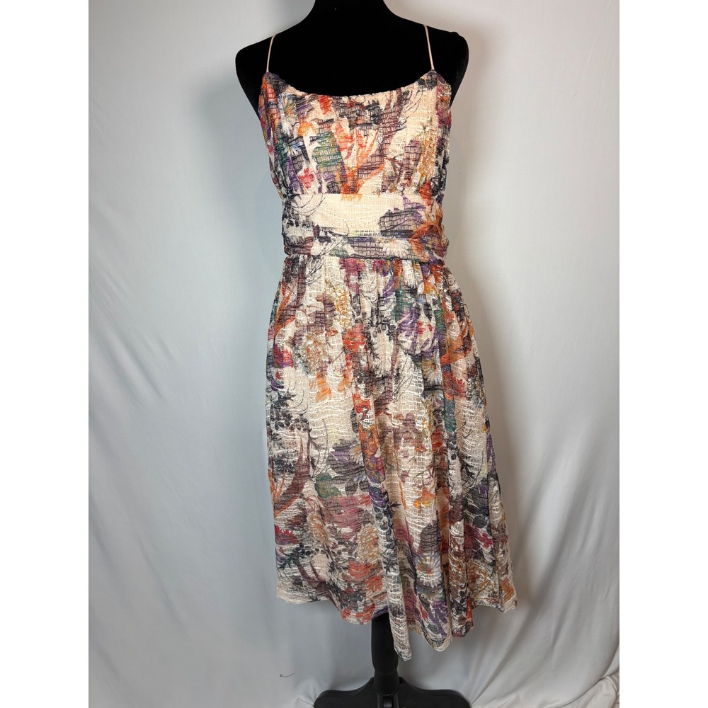 Maeve Anthropologie Mackenzie Floral Lace Midi Dress Womens 10 Mesh Fit Flare